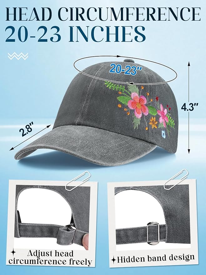 Biggun Trendy Embroidered Baseball Cap for Girls Women Men - Adjustable Soft Breathable Hats for Casual Wear