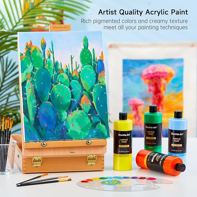 Shuttle Art Acrylic Paint, 15 Pack Acrylic Paint Large Bottle Set, 473ml/16oz - Image 5