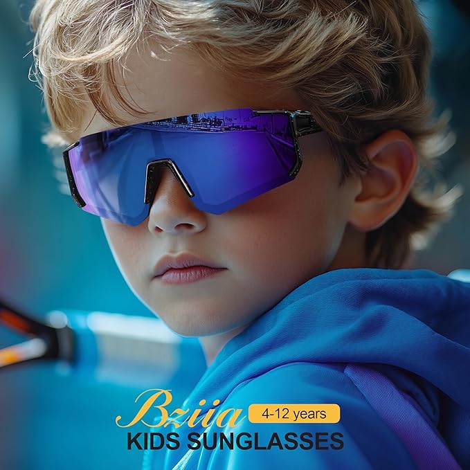 3PACK Kids Sunglasses Youth Baseball Sunglasses for Boys Girls Age 4-12,Softball Sports Cycling Goggles UV Protection