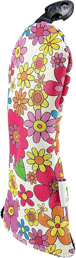 Foretra Driver Headcover Golf Club Covers Blade Mallet Putter Cover Alignment Stick Holder Hybrid Fairway Wood Head Cover Flower Pattern Novelty Golf Accessories for Most Brands