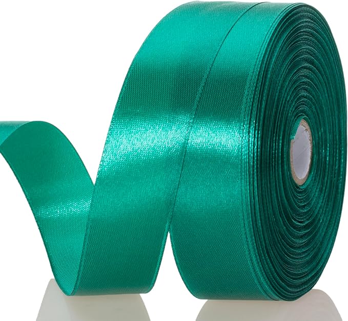 1 Inch Teal Solid Satin Ribbon, 50 Yards Craft Fabric Ribbon by YASEO