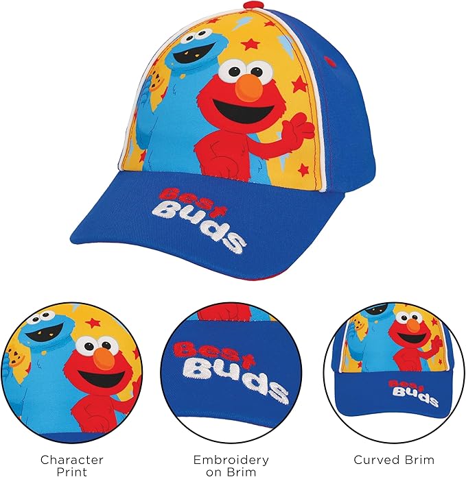 Sesame Street Baseball Cap, Toddler Hats for Boys & Girls Ages 2T-4T, Adjustable Kids Baseball Caps