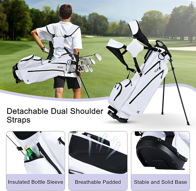 KVV Junior Golf Bag, Lightweight Golf Stand Bag for Young Players for Ages 4-6,6-8,9-12, 12 and Up