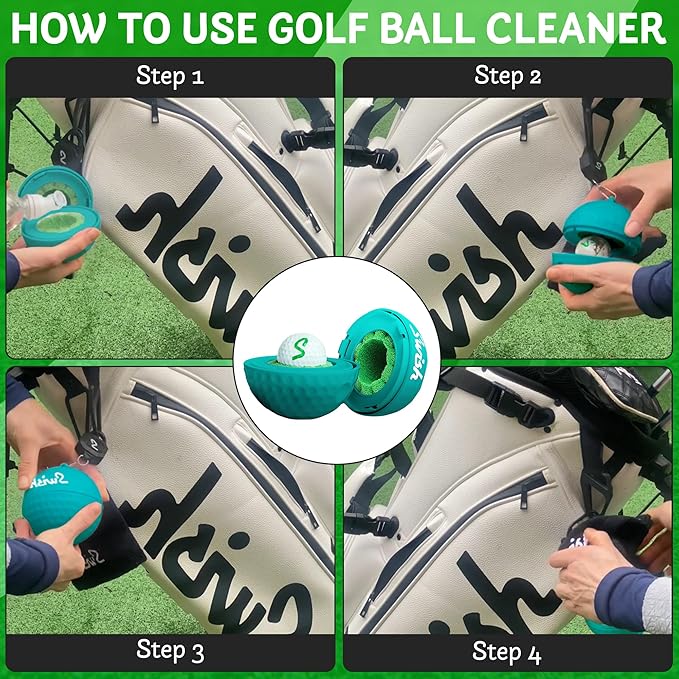 Swish Portable Golf Ball Cleaner – Clip-On Golf Accessory for Bag or Cart – Perfect Golf Gift