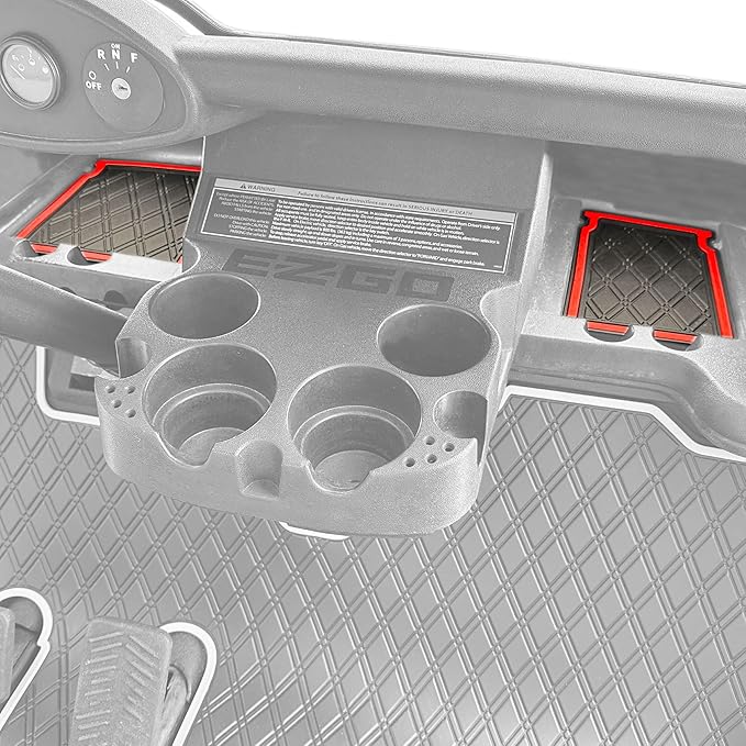Xtreme MATS Dash Mat Compatible with EZGO RXV Golf Carts - Double Diamond Rubber Liner for GolfCar Cubbys and Dashes - Fits RXV Factory Dash - Golf Cart Accessory (Red Trim, EZGO RXV)