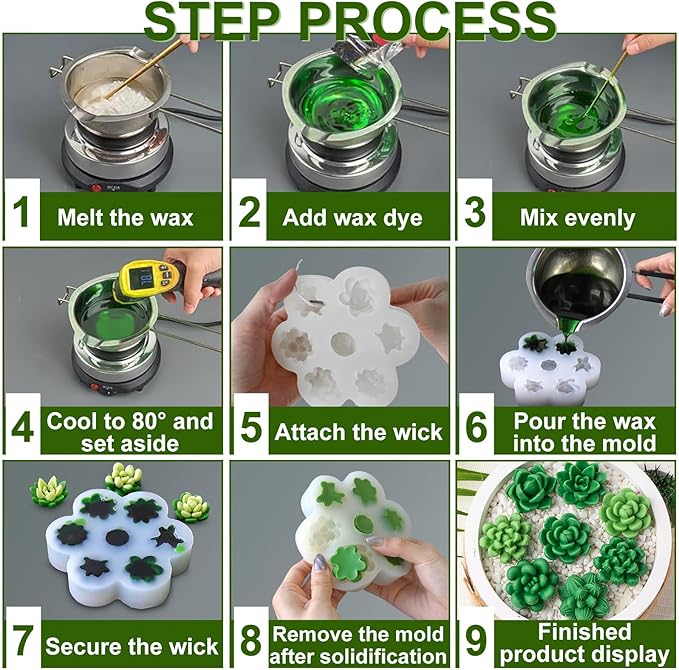 7 Pcs Succulent Fondant Molds 3D Silicone Cactus Succulents Leaves Moulds - Image 7