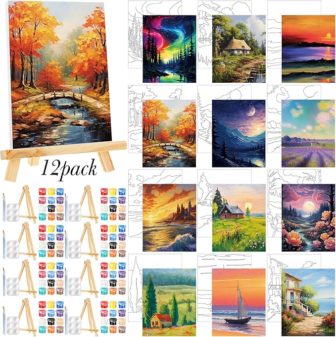 Zhanmai 12 Pack Pre Drawn Canvas by Zhanmai