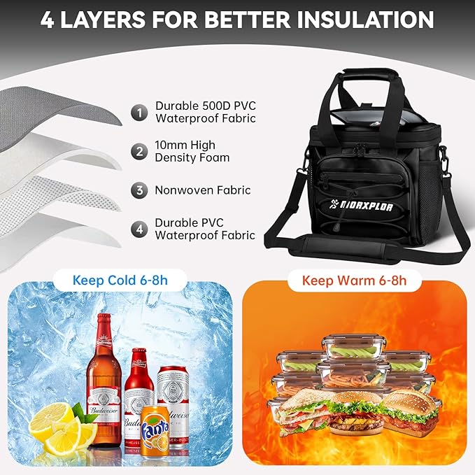 MORXPLOR Golf Cart Cooler with Magnetic Lid 12-Can Insulated Soft Cooler Bag Collapsible for Golf Cart,Golf Accessories,Lunch Camping Cooler Insulated Lunch Bag with Adjustable Shoulder Strap
