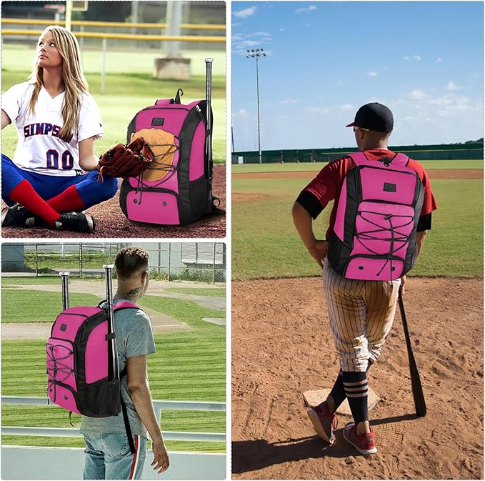 MATEIN Baseball Backpack, Softball Bat Bag with Shoes Compartment for Youth, Boys and Adult, Lightweight Baseball Bag with Fence Hook Hold TBall Bat, Batting Mitten, Helmet, Caps, Teeball Gear