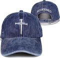 Christian Redeemed Cross Nails Hats for Men Women, Vintage Adjustable Cotton Embroidered Front & Back Baseball Cap