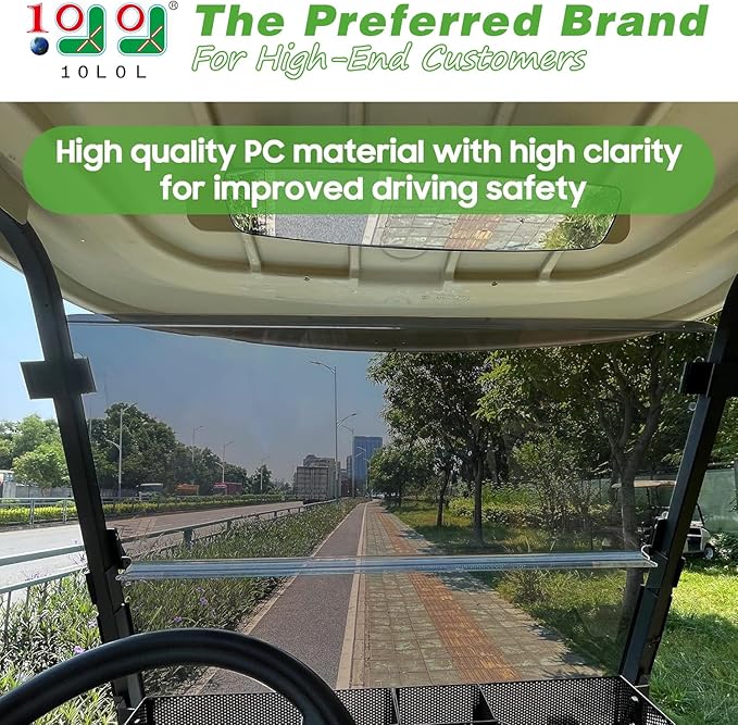 10L0L Golf Cart Windshield for Club Car Precedent 2004-Up, 2017-Up Onward, Tempo, Fold Down Club Car Windshield, Anti-UV Impact Resistant 37.5"W X 33.6"H(Teal)