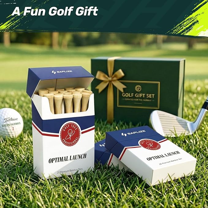 SAPLIZE Bamboo Golf Tees Pack of 100 or 150, Four Size Options (3-1/4", 2-3/4", 2-1/8", 1-1/2"), Stable and Reliable Golf Tees, Available in Natural Color