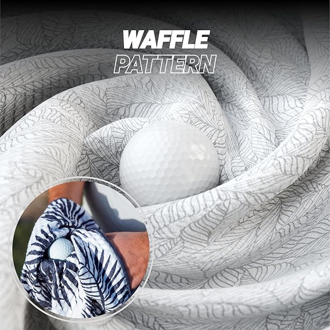 Blue Tees Golf Premium Magnetic Towel - Super Strong Magnet - Microfiber Waffle Design - Silicone Brush - Groove Cleaner - Bag Buckle - Standard & Caddy Sizes