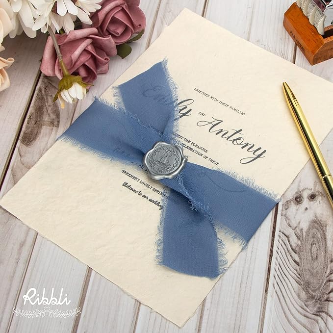 Ribbli Chiffon Silk Ribbon, 1.5 in x 30 Yards, Wedding Invitations, Bridal - Image 3