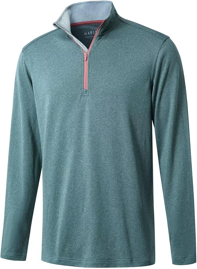 M MAELREG Quarter Zip Golf Pullover Men Dry Fit Long Sleeve Performance Wicking Mock Neck 1/4 Zip Pullover Mens Sweatshirt