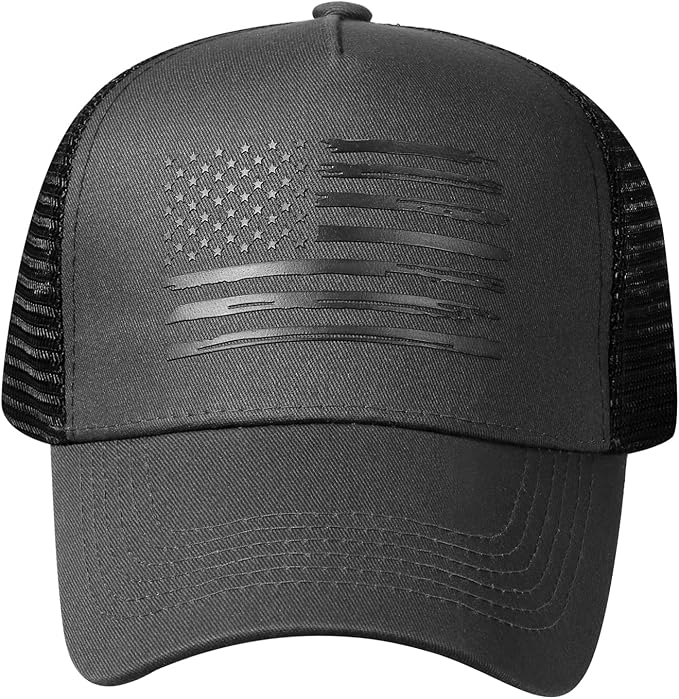 Baseball Cap, American Flag Trucker Hat for Men Women, Breathable Adjustable Fit Outdoor Mesh Snapback Hats