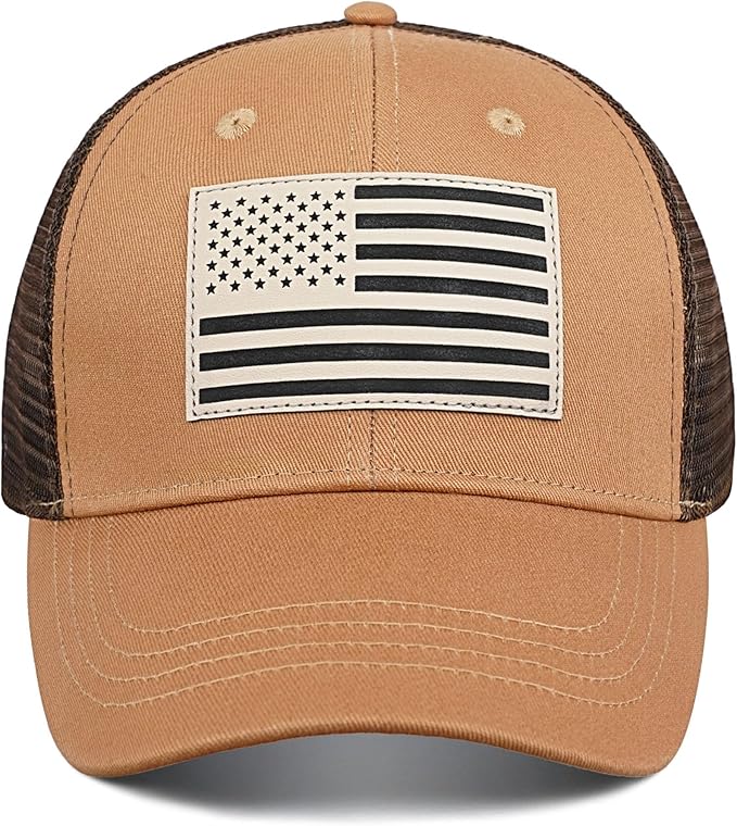 American Flag Trucker Hat - Snapback Hats for Men Women Baseball Cap - Breathable Mesh & Adjustable Fit for Casual Wear