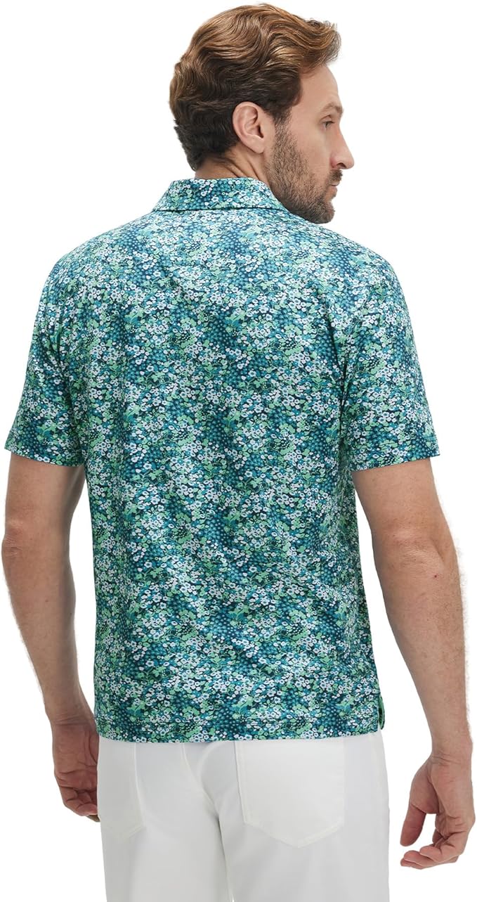 M MAELREG Mens Golf Shirt Short Sleeve Dry Fit Print Moisture Wicking Performance Patterns Collared Polo Shirt