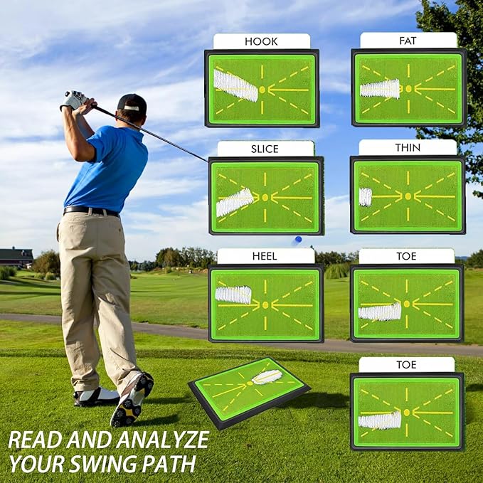 Golf Hitting Mat, Urgrade Golf Training Mat, Golf Practice for Swing Path Feedback/Analyzing, Precision Pro Swing Mat, Accessories Gifts, 17"x12"