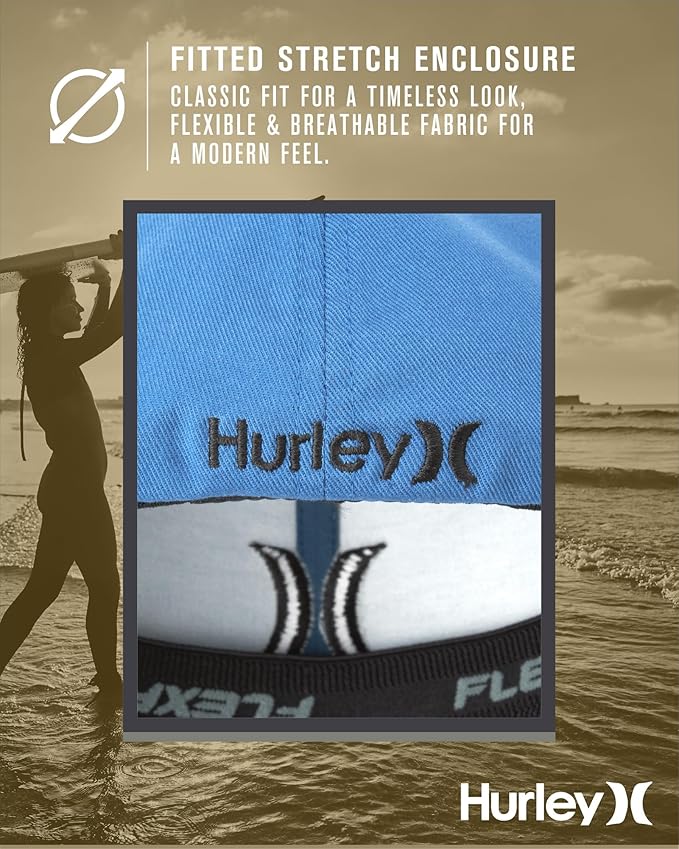Hurley Men's Caps - One & Only Flexfit Baseball Cap - Fitted Hats for Men (S-XL)