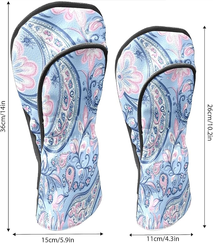 Golf Headcovers Fits Driver Hybrid Fairway 3/5 Wood, Waterproof PU Leather Golf Club Protector, Ideal Sports Accessories & Golfer Gift Colorful Geometry