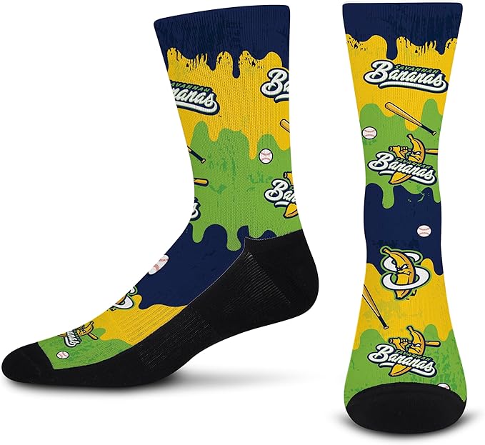 For Bare Feet Unisex Kids Savannah Bananas Team Color Crew Sock