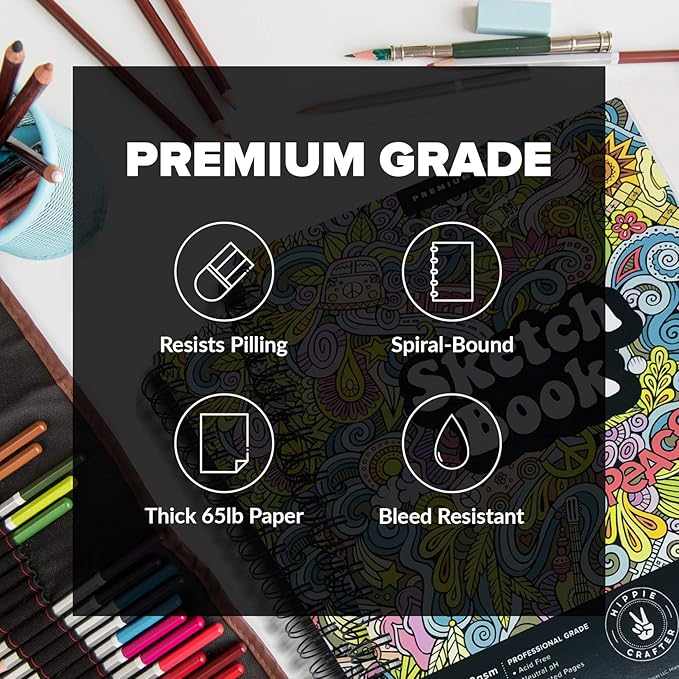 Marker Sketch Book Pack, 9 x 12 Inches Spiral-Bound Sketchpad, 2 Pads, 100 - Image 5