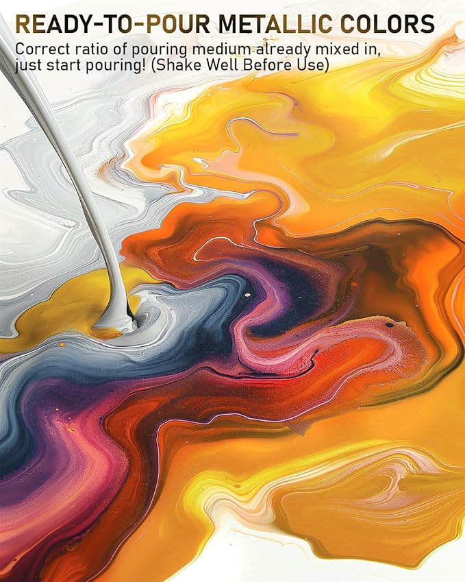 Nicpro 8 Colors 33.8 oz Large Bulk Metallic Acrylic Pouring Paint Supplies Kit - Image 3
