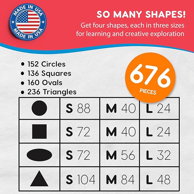 Basic Shapes 1: Circles, 676 Pieces US Made Card Stock Punch Out Geometric - Image 4