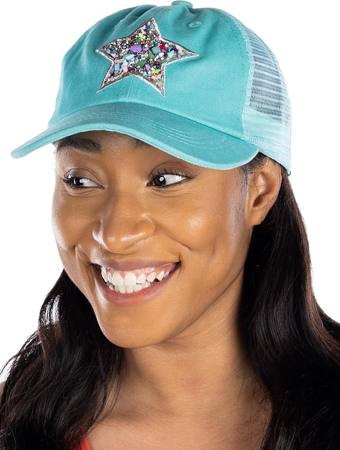 Funky Junque Trucker Hat for Women – Distressed Low Profile Western Camo Baseball Cap with Mesh, Trendy and Adjustable Fit