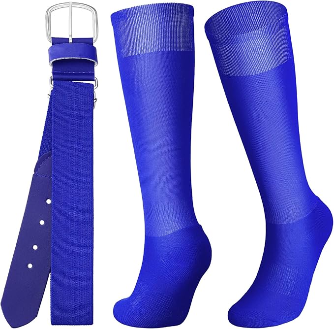 Zhanmai Baseball Belt and Socks Combo, Adjustable Elastic Belt and Softball Socks, Multiple Sizes for Youth Boys Girls, Adult