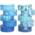 YUBBAEX 10 Rolls Four Seasons Washi Tape Set Blue Snowflake Masking Decorative by YUBBAEXWashiTapes-MyBulletJournalFriends