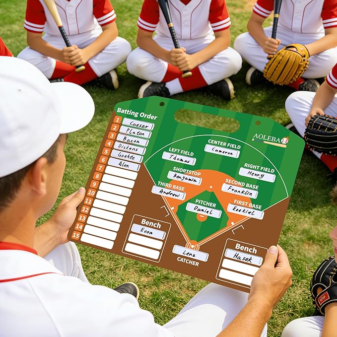 AOLEBA Baseball Lineup Board for Dugout,Dry Erase Magnetic Metal Baseball Clipboard for Coaches