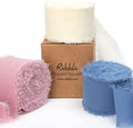 Ribbli Chiffon Silk Ribbon, 1.5 in x 30 Yards, Ivory/Dusty Rose/Dusty Blue by Ribbli