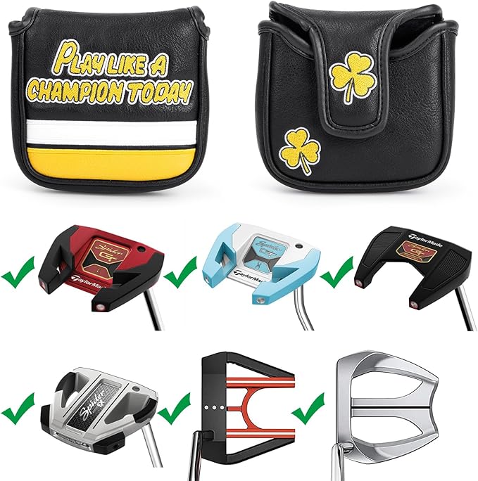 Golf Headcovers Play Like A Champion Today Golf Club Head Covers Advanced Embroidery Premium Leather Driver Headcovers Fairway Wood Covers Hybrid Cover Golf Mallet Putter Cover for DF3 OZ1