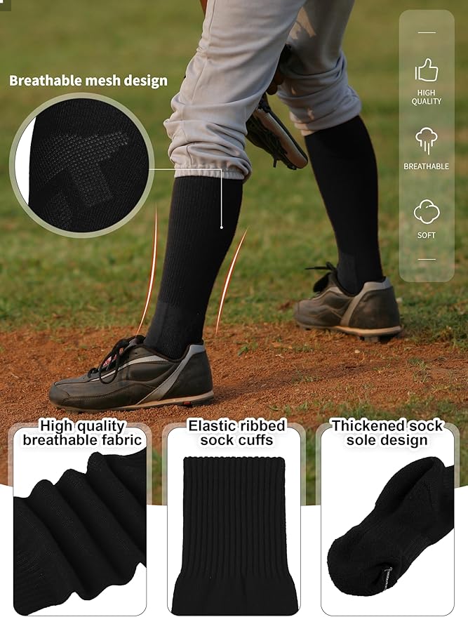 Baseball Socks and Belt Combo Set Cotton Boys Adjustable Baseball Softball Socks and Belt for Boys Girls