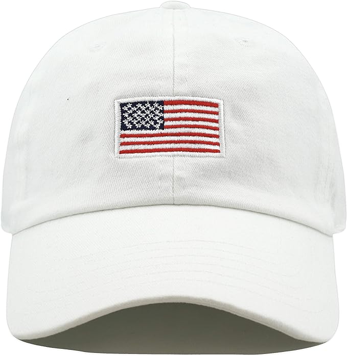 USA Flag & Embroidery Premium 100% Cotton Low Profile Adjustable Baseball Dad Cap