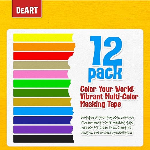 12 Pack Colored Masking Tape, 396 Ft x 0.6 inch Mini Colored Painters Tape - Image 9