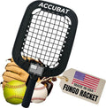 Accubat Fungo Racket for Baseball & Softball Training - Baseball Racket with Durable Frame & Replaceable Netting - Quality Design for Accurate Fly Balls & Grounders - USA Made (26 Ounce, Black)