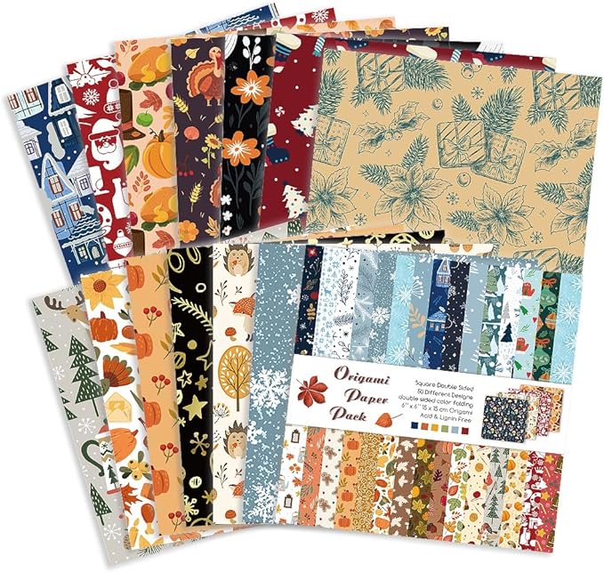 Origami Paper Kit 50 Sheets 70GSM 6 Inch Square Double Sided Color 50 Vivid - Image 3