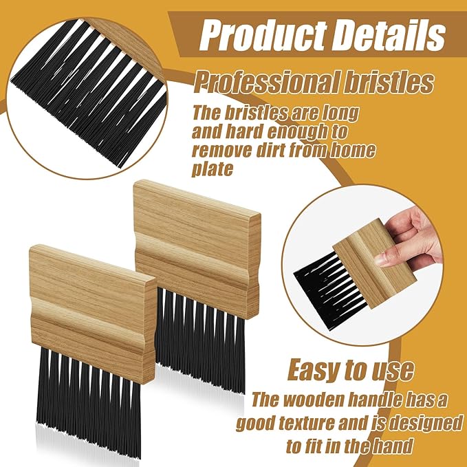 Suclain 3 Pieces Umpire Brush with Wood Handle Softball Baseball Home Plate Brush for Umpire Equipment Kit, Black 4.33 x 3.15 x 0.39 Inches