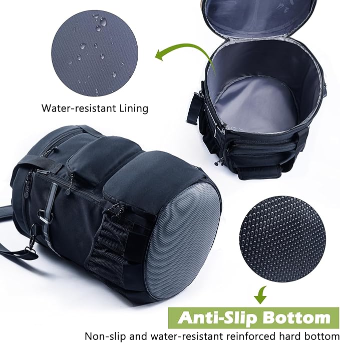 VIGERARI Baseball Bucket Bag- Coach Bag-Expandable Softball Bucket Organizer with Padded Seat