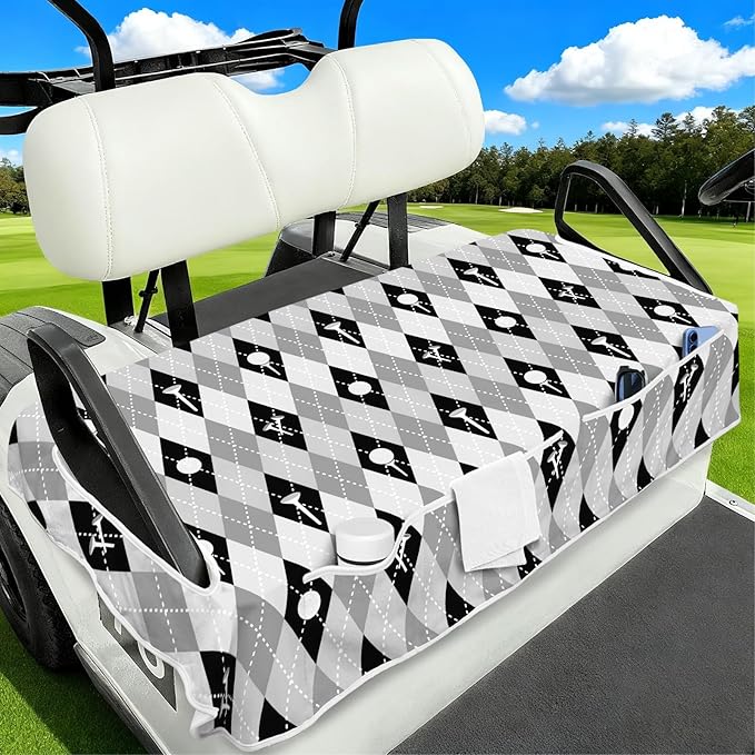 Golf Cart Seat Covers Club Car Golf Cart Accessories 4 Pockets Golf Carts Seat Towel Blanket for Men Women Golf Cart Decor