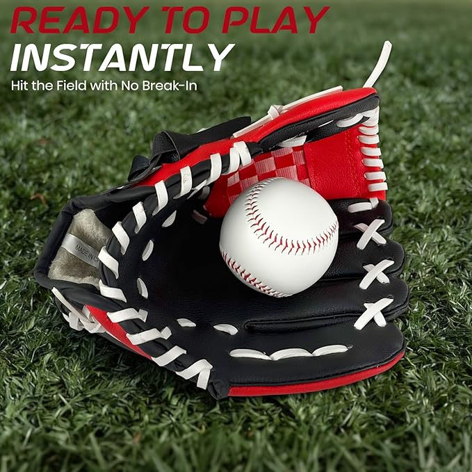 Baseball Glove + Ball Sets, Softball Glove, Baseball Mitt, 10.5''-12.5'' for Youth/Adult Training and Beginner Play, Synthetic Leather Softball Mitt