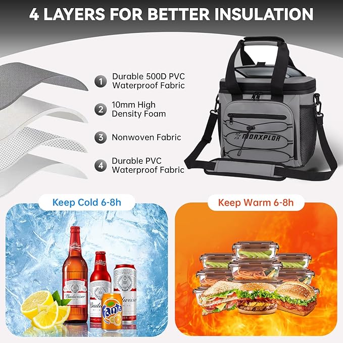 MORXPLOR Golf Cart Cooler with Magnetic Lid 12-Can Insulated Soft Cooler Bag Collapsible for Golf Cart,Golf Accessories,Lunch Camping Cooler Insulated Lunch Bag with Adjustable Shoulder Strap