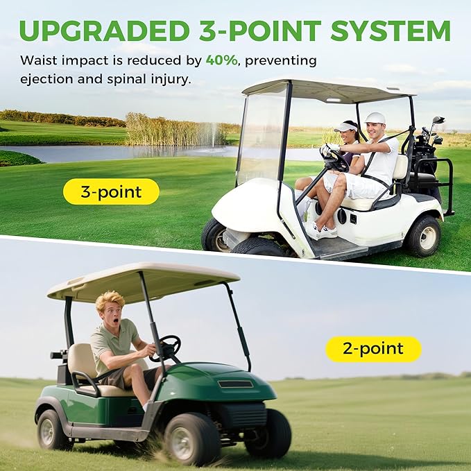 10L0L 4 Passenger (2+2) Golf Cart Seat Belt Kit for EZGO, Yamaha, Club Car, Fits Front Rear Seat, with Bracket
