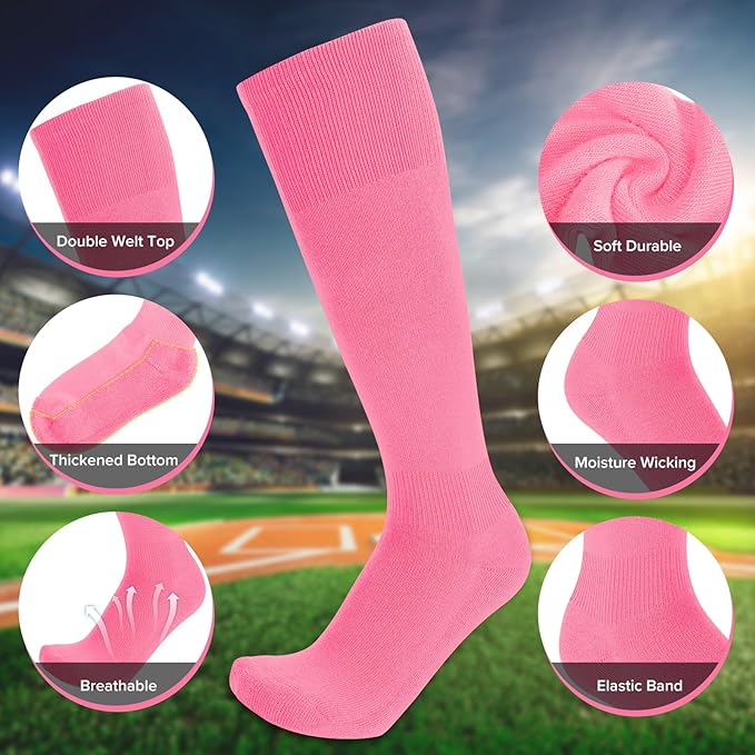 Baseball Socks and Belt Combo for Youth Adult - Softball Sock and Belt for Boys and Girls (2 Pairs of Socks & 1 Belt)