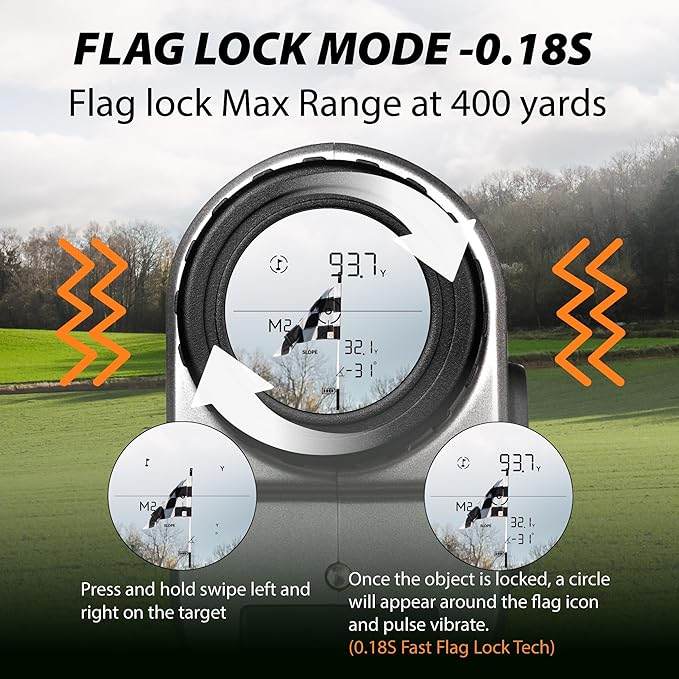 Gogogo Sport Vpro VRP Golf Rangefinder with Slope Switch, 1500/2500 yd, 7X Magnification, Magnet Stripe, ±0.3yd Accuracy, Rechargeable Range Finders for Golfing/Hunting,Golf Accessories