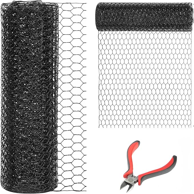 60'' x 150' Black Chicken Wire Mesh Fence, 20 Gauge Galvanized Poultry Netting by DOLEMODUO