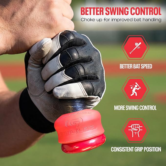 Grip-N-Rip Knob Stacker Choke-Up Ring for Baseball/Softball Bats Provides Choking Up Space & Relief from Bat Sting, Stackable for Custom Fit and Comfort